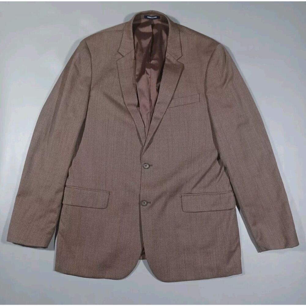 Paul Fredrick Blazer Mens 42L Brown Polyester Tailored Fit Jacket